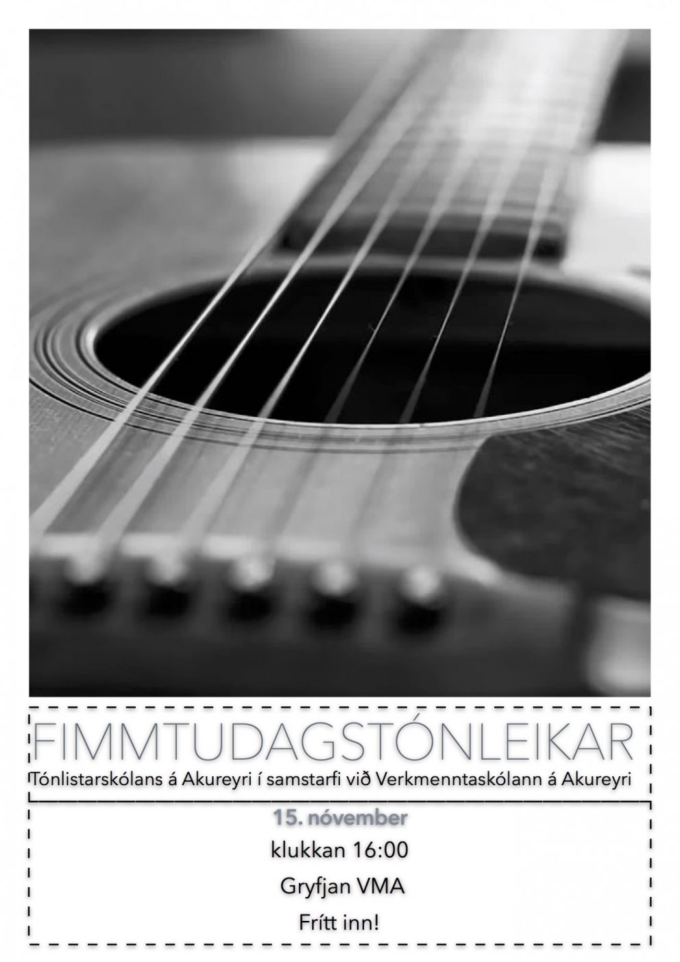 Tónleikar í VMA fimmtudaginn 15. nóvember kl. 16:00