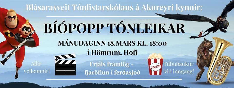 Bíópopp tónleikar blásarasveitarinnar.