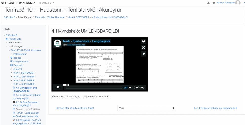 Tónfræði í fjarkennslu